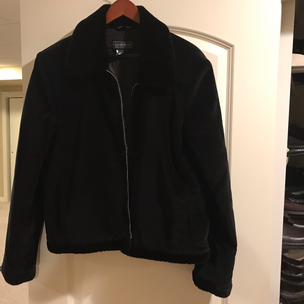 Size L Velvet Jacket Faux Fur Collar and Cuffs